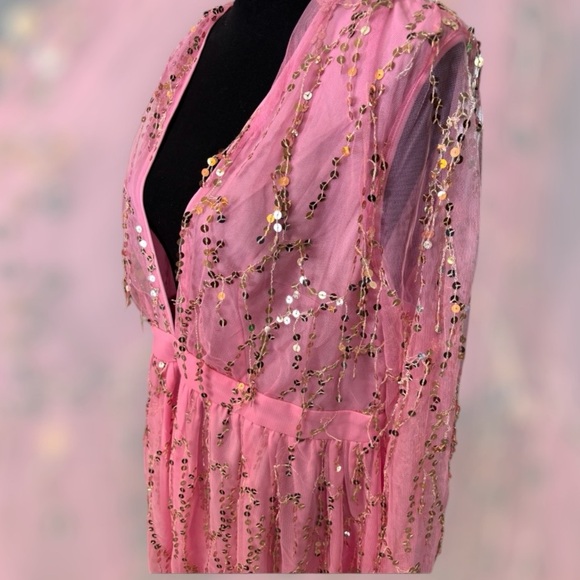 Double Crazy Pink Sequin Baby Shower Special Occasion Party Mini dress size 1X - Picture 6 of 13